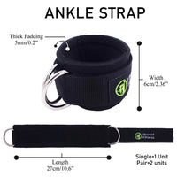Ankle Straps for Cable Machines Double D-Ring Adjustable Neoprene Thick Padded Cuffs to Enhance Abs Glutes Legs Strength Workout