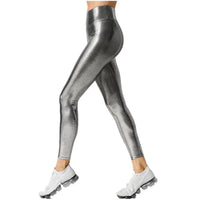 Metallic Leggings Shiny High-Waisted for Women Holiday Christmas Silver Trousers Stretchy Streetwear ouc1187