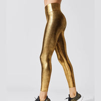 Metallic Leggings Shiny High-Waisted for Women Holiday Christmas Silver Trousers Stretchy Streetwear ouc1187