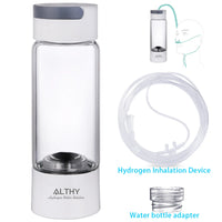 ALTHY Hydrogen Rich Water Generator Bottle - Glass Cupbody - DuPont SPE & PEM Dual Chamber Maker Ionizer - H2 Inhalation Device
