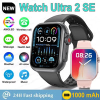 Watch Ultra 2 SE Men Women 1000mAh AMOLED Heart Rate 100+Sport Bluetooth Call GPS Track Waterproof Smart Watch For IOS Android