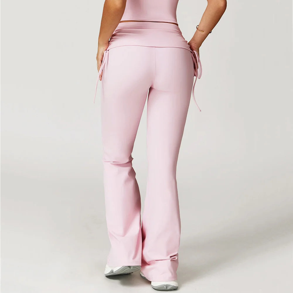 Scrunch-Back Flared Yoga Leggings