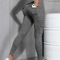 CHRLEISURE Seamless Yoga Pant with Pocket Women's Hip Lifting Sport Leggings Gym High Waist Fitness Tight Elastic Slim Workwear
