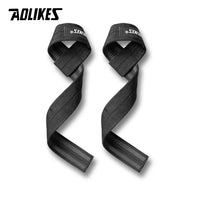 AOLIKES 1 Pair Adjustable Silicone Anti-skid Fitness Dumbbell Training Cotton Weight Lifting Straps Wrist Support Strap Brace
