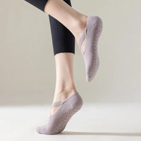 Yoga Socks Women Cotton Silicone Non-slip Pilates Grip Towel  No-Show Barre Sock