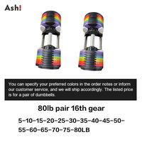 Adjustable Dumbbell Pair 2kg(5lb) or 4kg(9lb) Increase Max 50kg(110lb) Home Gym Weight Set