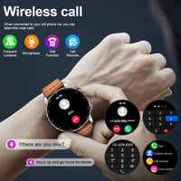 LIGE New Magnetic Leather Strap Smartwatch Men Health Monitor Man Watches Bluetooth Calling Sports Smart Watch For Android ios