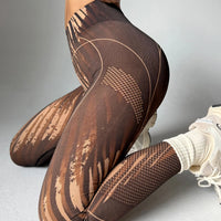 Women's High-Waist Printed Leggings Lattice Design Soft Fitness Yoga Pants Comfortable Women's Clothing Leggings