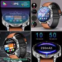 LIGE New Magnetic Leather Strap Smartwatch Men Health Monitor Man Watches Bluetooth Calling Sports Smart Watch For Android ios