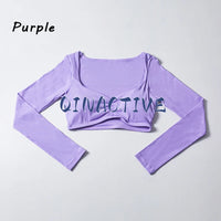 QINACTIVE Women Yoga Shirts Crop Top Long Sleeves Shirts for Women Yoga Sports Fitness Gym Clothes Workout Tops