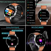 LIGE New Magnetic Leather Strap Smartwatch Men Health Monitor Man Watches Bluetooth Calling Sports Smart Watch For Android ios