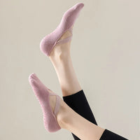 Yoga Socks Women Cotton Silicone Non-slip Pilates Grip Towel  No-Show Barre Sock