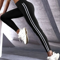 High-waisted elastic leggings for women spring and autumn thin double-bar tight tight-fitting small feet running sports nine-in