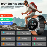 LIGE New Magnetic Leather Strap Smartwatch Men Health Monitor Man Watches Bluetooth Calling Sports Smart Watch For Android ios