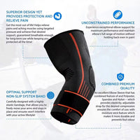 Durable Nylon Elbow Support Black Grey Orange Elastic Arm Sleeve Breathable Elbow Protection Unisex