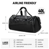 Likros Sports Gym Bag Travel Duffel Bag with Shoes Compartment for Men Women 40L Lightweight Foldable Duffel Bag Workout Bag