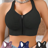 CZGUKE Women's zipper sports bra vest plus size shock resistant bra women's yoga running fitness bra women's underwear
