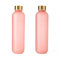 1L Bottle With Time Marker 32 OZ Motivational Reusable Fitness Sports Outdoors Travel Leakproof BPA Free Frosted Plastic