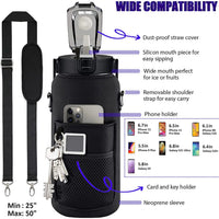 Half Gallon Water Bottle with Sleeve 64 OZ 2000ML Motivational Water Bottle with Straw & Time Marker to Drink