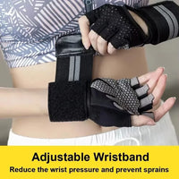 1Pair Half Finger Gym Fitness Gloves for Men & Women with Wrist Wrap Support Crossfit Workout Power Weight Lifting Equipment