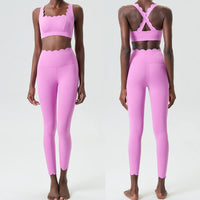 Women Solid Color Gym Suit Two Pieces Fitness Yoga Set Super Streth Slim Fit Running Sportswear Breathable Workout Clothes