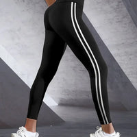 High-waisted elastic leggings for women spring and autumn thin double-bar tight tight-fitting small feet running sports nine-in