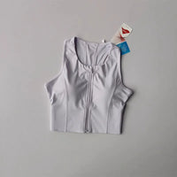 Women's sports and fitness underwear, integrated front zipper design, shock-absorbing gathering, quick drying yoga vest