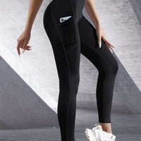 New High Waist Women's Leggings Stretch Yoga Pants Tights With Pockets Push Up Fitness Running Sportswear Solid Color Pants