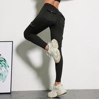 CHRLEISURE Seamless Yoga Pant with Pocket Women's Hip Lifting Sport Leggings Gym High Waist Fitness Tight Elastic Slim Workwear