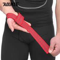 AOLIKES 1 Pair Adjustable Silicone Anti-skid Fitness Dumbbell Training Cotton Weight Lifting Straps Wrist Support Strap Brace