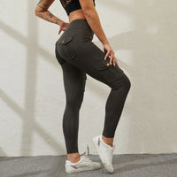 CHRLEISURE Seamless Yoga Pant with Pocket Women's Hip Lifting Sport Leggings Gym High Waist Fitness Tight Elastic Slim Workwear