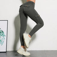 CHRLEISURE Seamless Yoga Pant with Pocket Women's Hip Lifting Sport Leggings Gym High Waist Fitness Tight Elastic Slim Workwear