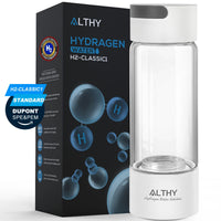 ALTHY Hydrogen Rich Water Generator Bottle - Glass Cupbody - DuPont SPE & PEM Dual Chamber Maker Ionizer - H2 Inhalation Device