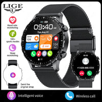 LIGE New Magnetic Leather Strap Smartwatch Men Health Monitor Man Watches Bluetooth Calling Sports Smart Watch For Android ios
