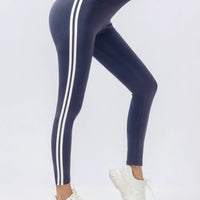 High-waisted elastic leggings for women spring and autumn thin double-bar tight tight-fitting small feet running sports nine-in