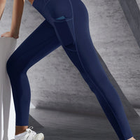 New High Waist Women's Leggings Stretch Yoga Pants Tights With Pockets Push Up Fitness Running Sportswear Solid Color Pants