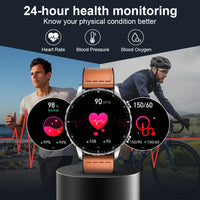LIGE New Magnetic Leather Strap Smartwatch Men Health Monitor Man Watches Bluetooth Calling Sports Smart Watch For Android ios