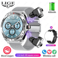 LIGE With Earbuds Bluetooth Headset Smartwatch Women Speaker Tracker Music Sport Watch Men Waterproof Smart Watch AMOLED Screen
