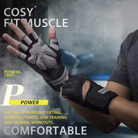 1Pair Half Finger Gym Fitness Gloves for Men & Women with Wrist Wrap Support Crossfit Workout Power Weight Lifting Equipment