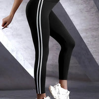 High-waisted elastic leggings for women spring and autumn thin double-bar tight tight-fitting small feet running sports nine-in