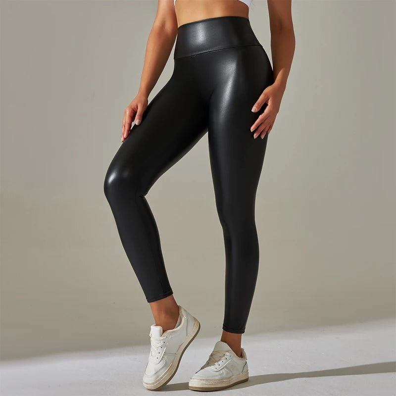 High-Waist PU Leather Leggings