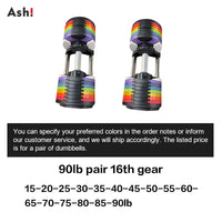 Adjustable Dumbbell Pair 2kg(5lb) or 4kg(9lb) Increase Max 50kg(110lb) Home Gym Weight Set