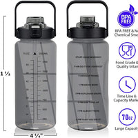 Half Gallon Water Bottle with Sleeve 64 OZ 2000ML Motivational Water Bottle with Straw & Time Marker to Drink