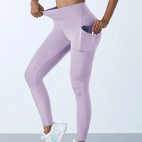 New High Waist Women's Leggings Stretch Yoga Pants Tights With Pockets Push Up Fitness Running Sportswear Solid Color Pants