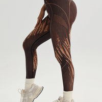 Women's High-Waist Printed Leggings Lattice Design Soft Fitness Yoga Pants Comfortable Women's Clothing Leggings