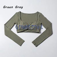 QINACTIVE Women Yoga Shirts Crop Top Long Sleeves Shirts for Women Yoga Sports Fitness Gym Clothes Workout Tops