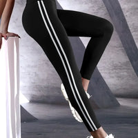 High-waisted elastic leggings for women spring and autumn thin double-bar tight tight-fitting small feet running sports nine-in