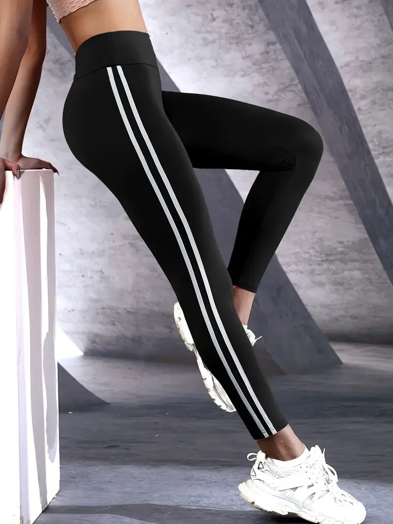 Double-Stripe High-Waist Training Leggings