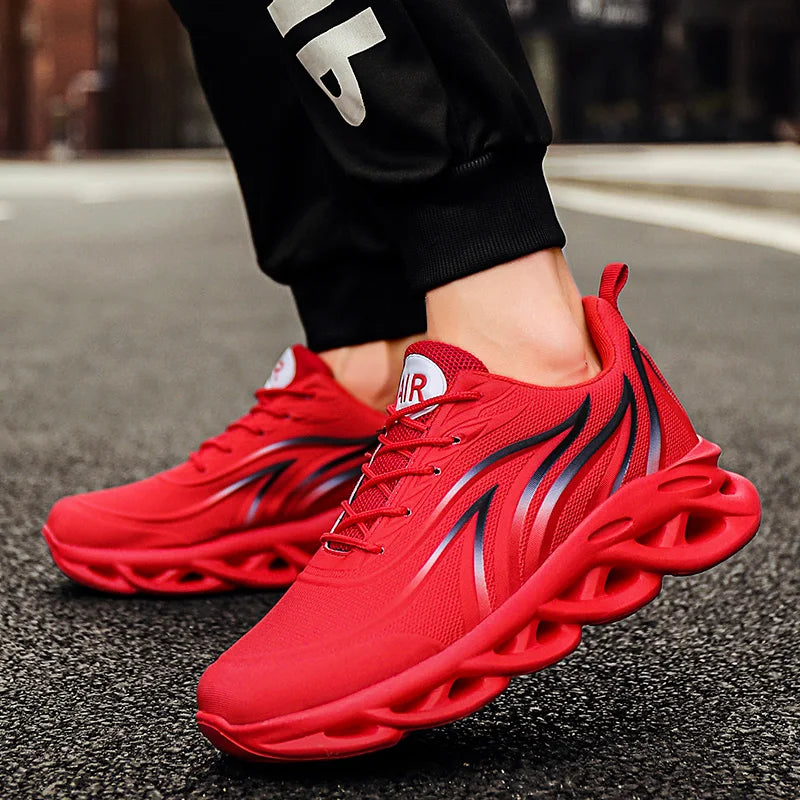 Flame-Print Cushioned Running Shoes