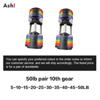 Adjustable Dumbbell Pair 2kg(5lb) or 4kg(9lb) Increase Max 50kg(110lb) Home Gym Weight Set